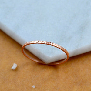 Beam RING delicate hammered band ring simple stacking rings 1mm wide stacker ring water resistant rings ocean lover jewelry nickel free jewelry sustainable rose gold stacker ring