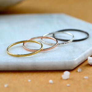 Beam RING delicate hammered band ring simple stacking rings 1mm wide stacker ring water resistant rings ocean lover jewelry nickel free jewelry sustainable rose gold silver stacker ring