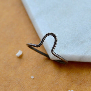 Cove RING delicate hammered arch ring simple stacking rings 1mm wide stacker ring waterproof rings stacker ring U shaped handmade black silver rings nickel free jewelry sustainable