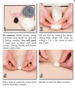 DIY - Needle Felting - Kitties (Wool Pets) Craft Kit