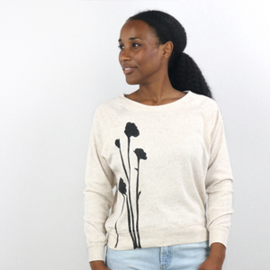 Sweatshirt - Shadow Flowers - Pia - Oatmeal