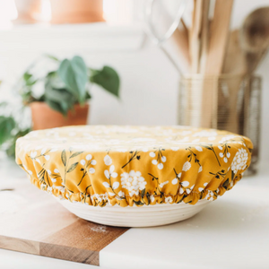 Bowl Cover - 10" Gold Floral (Wild Clementine Co.)