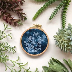 DIY - Embroidery - Cyanotype Florals Kit