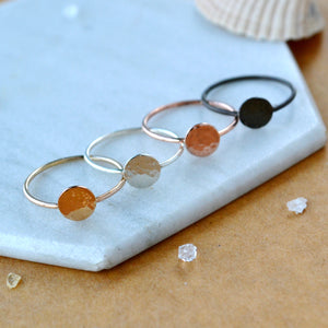 Speckle Ring - dappled circle stacking ring with round band
