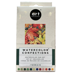 Box of Art Philosophy Watercolor Confections against a white background.