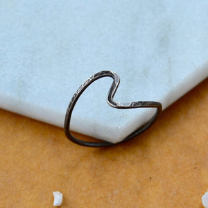 Waves RING delicate hammered wave ring simple stacking rings wide stacker ring waterproof rings midi ring wave shaped handmade rings nickel free jewelry sustainable black silver ring