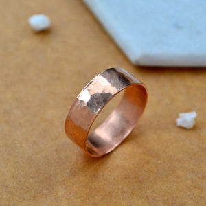 Whitecaps RING 14K rose gold real wide hammered band rings classic band ring modern wedding ring 6mm wide handmade custom pounded ring inclusive sizes jewerly sustainable rings nautical wedding