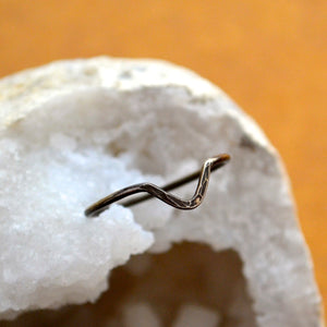 Chevron Ring - handmade precious metal hammered chevron peak stacking ring - Foamy Wader