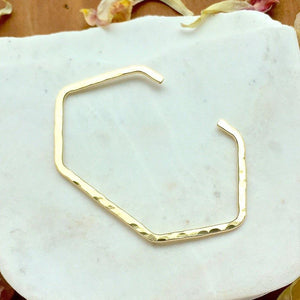 Buoy Cuff Bracelet - handmade elongated hexagon hammered cuff bracelet - Foamy Wader
