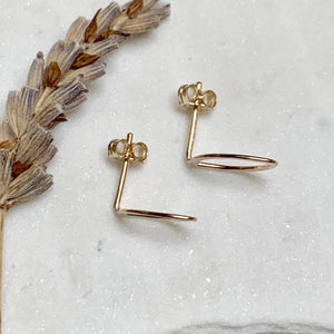 Buffy Stud Earrings - minimalist hammered marquise dagger post earrings - Foamy Wader