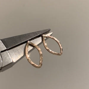 Buffy Stud Earrings - minimalist hammered marquise dagger post earrings - Foamy Wader