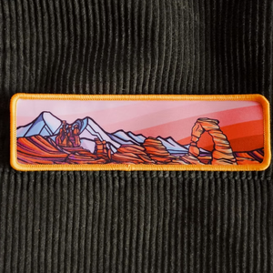 Desert landscape patch on a black background