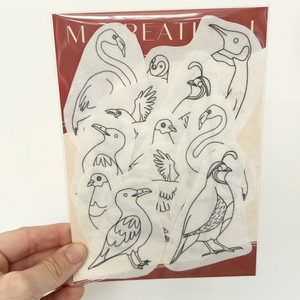 Package of M Creative J Odd Birds embroidery transfers.