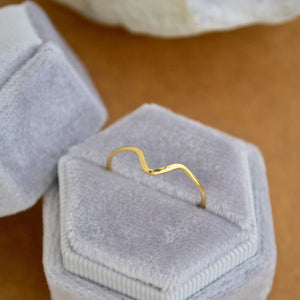 Chevron Ring - handmade precious metal hammered chevron peak stacking ring - Foamy Wader