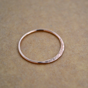 Sliver Ring - handmade thin stacking ring with dappled crescent face - Foamy Wader