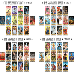 The wands, cups, swords, and pentacles of the tarot deck