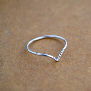 Gull Ring - handmade precious metal curved peak stacking ring - Foamy Wader
