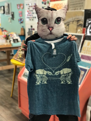 One Off AT-AT Love T-Shirt: Heather Slate Blue Crew Neck