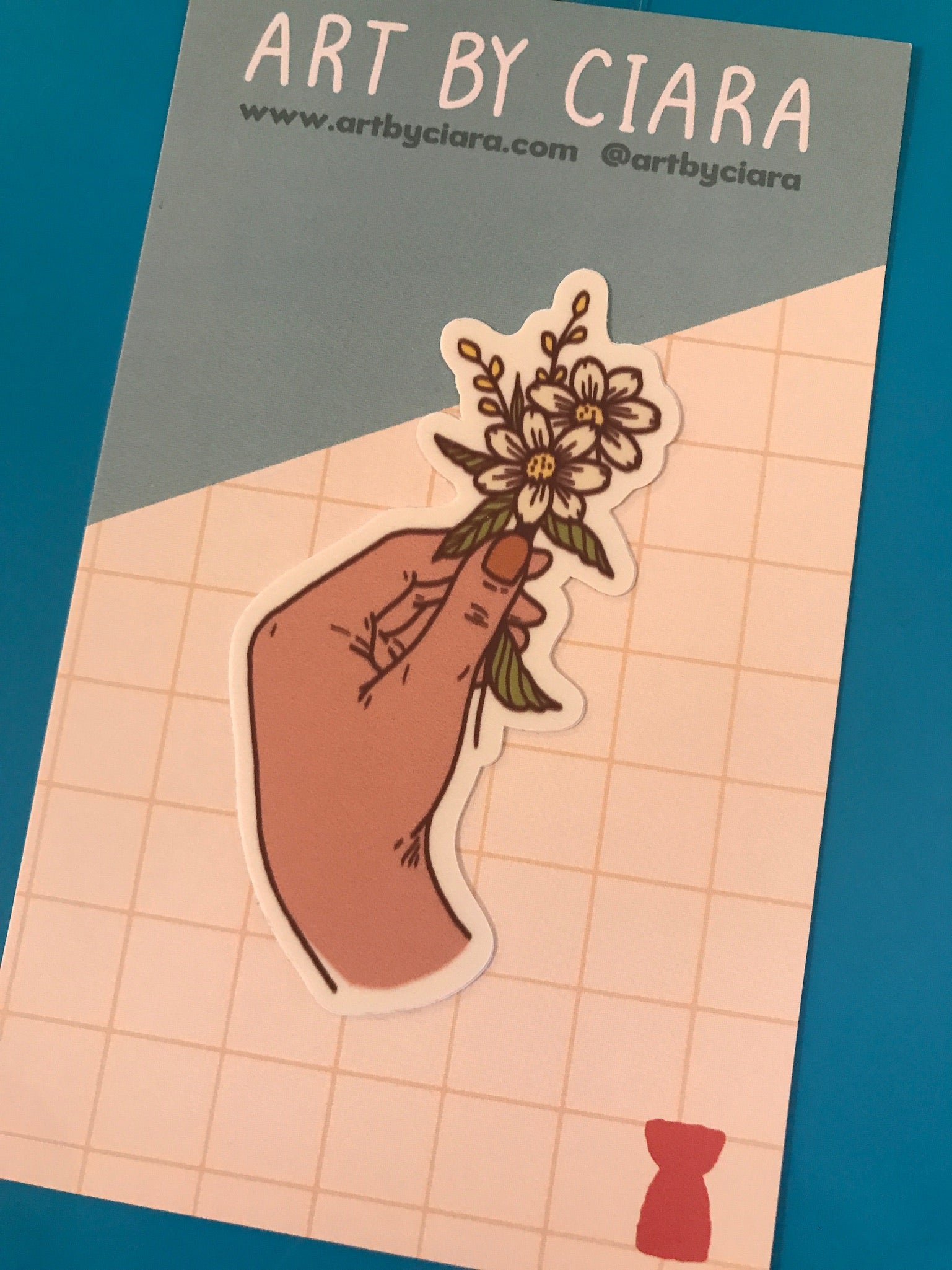 Sticker - Hand With Flower - Dark