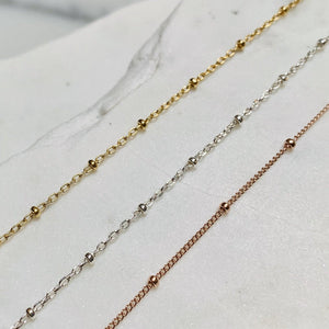 Satellite Chain Anklet - floating dot bead chain ankle bracelet made to order - Foamy Wader