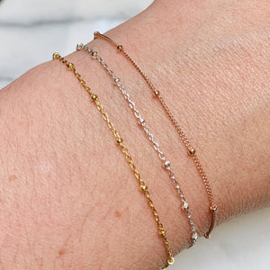 Satellite Chain Anklet - floating dot bead chain ankle bracelet made to order - Foamy Wader