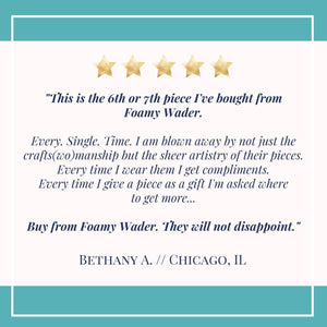 Buoy Bracelet - handmade petite dappled elongated hexagon charm bracelet - Foamy Wader