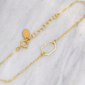 Buoy Bracelet - handmade petite dappled elongated hexagon charm bracelet - Foamy Wader