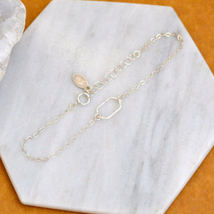 Buoy Bracelet - handmade petite dappled elongated hexagon charm bracelet - Foamy Wader