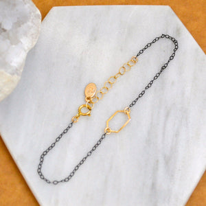 Buoy Bracelet - handmade petite dappled elongated hexagon charm bracelet - Foamy Wader