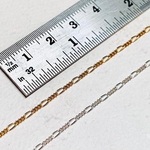 Figaro Chain Bracelet - sleek long and short custom chain bracelet made to order - Foamy Wader