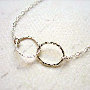 Infinity Bracelet - handmade hammered interlocking double circle bracelet - Foamy Wader