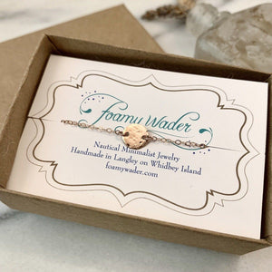 Speckle Bracelet - handmade dappled disc dainty chain bracelet - Foamy Wader