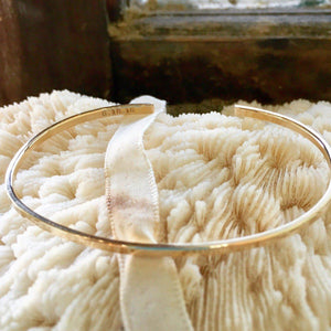 Sun Dappled Cuff Bracelet - handmade sleek 2mm hammered cuff bracelet - Foamy Wader