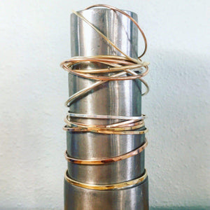 Sun Dappled Cuff Bracelet - handmade sleek 2mm hammered cuff bracelet - Foamy Wader