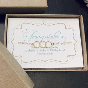 Trio Bracelet - handmade interlocking triple circle bracelet - Foamy Wader