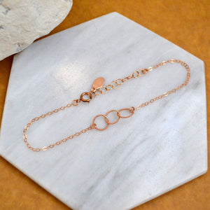 Trio Bracelet - handmade interlocking triple circle bracelet - Foamy Wader