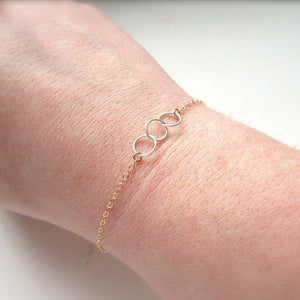 Trio Bracelet - handmade interlocking triple circle bracelet - Foamy Wader