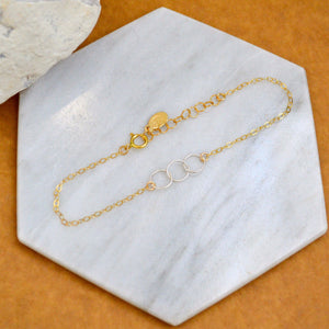 Trio Bracelet - handmade interlocking triple circle bracelet - Foamy Wader