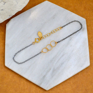 Trio Bracelet - handmade interlocking triple circle bracelet - Foamy Wader