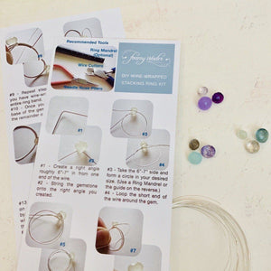 DIY Gemstone Stacking Ring Kit - 3 pack of do it yourself sterling silver and gemstone stackable rings - Foamy Wader