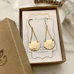 Barnacle Earrings - handmade dappled half-moon nautical dangle earrings - Foamy Wader