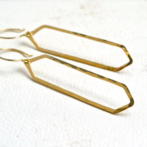 Boardwalk Earrings - handmade elongated hexagon silhouette earrings - Foamy Wader