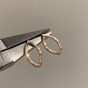 Buffy Stud Earrings - minimalist hammered marquise dagger post earrings - Foamy Wader