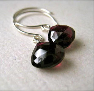 Cranberry Earrings - crimson red garnet gemstone drop earrings - Foamy Wader