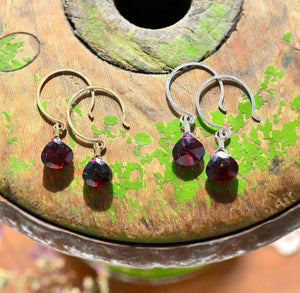 Cranberry Earrings - crimson red garnet gemstone drop earrings - Foamy Wader