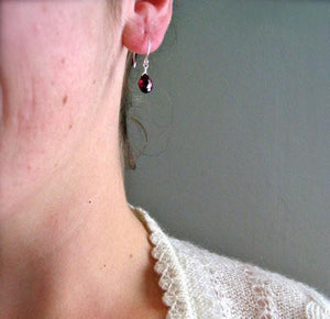 Cranberry Earrings - crimson red garnet gemstone drop earrings - Foamy Wader