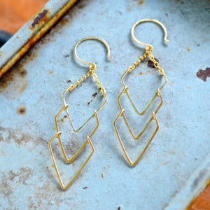 Currents Earrings - handmade triple arrowhead dangle nautical earrings - Foamy Wader