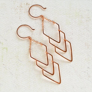 Currents Earrings - handmade triple arrowhead dangle nautical earrings - Foamy Wader