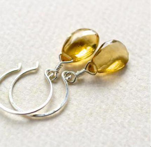 Deadwood Earrings - whiskey quartz brown gemstone drop earrings - Foamy Wader