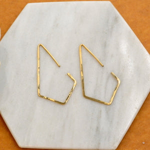 Dunes Hoop Earrings - hammered geometric kite diamond shape hoop earrings - Foamy Wader